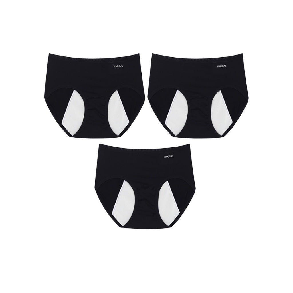 Wacoal Hygieni Night กางเกงในอนามัยแบบกลางคืน รูปแบบครึ่งตัว รุ่น WU5T01 Set 3 ชิ้น สีดำ (BL)