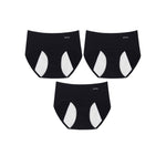 Wacoal Hygieni Night, sanitary panties for night use, half-body style, model WU5T01, set of 3 pieces, black (BL)