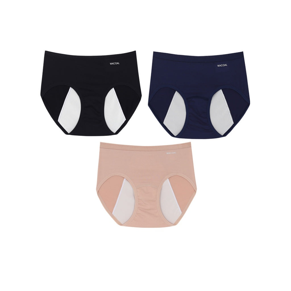 Wacoal Hygieni Night กางเกงในอนามัยแบบกลางคืน รูปแบบครึ่งตัว Set 3 ชิ้น รุ่น WU5T01 คละสี (สีเนื้อ-สีดำ-สีน้ำเงิน)