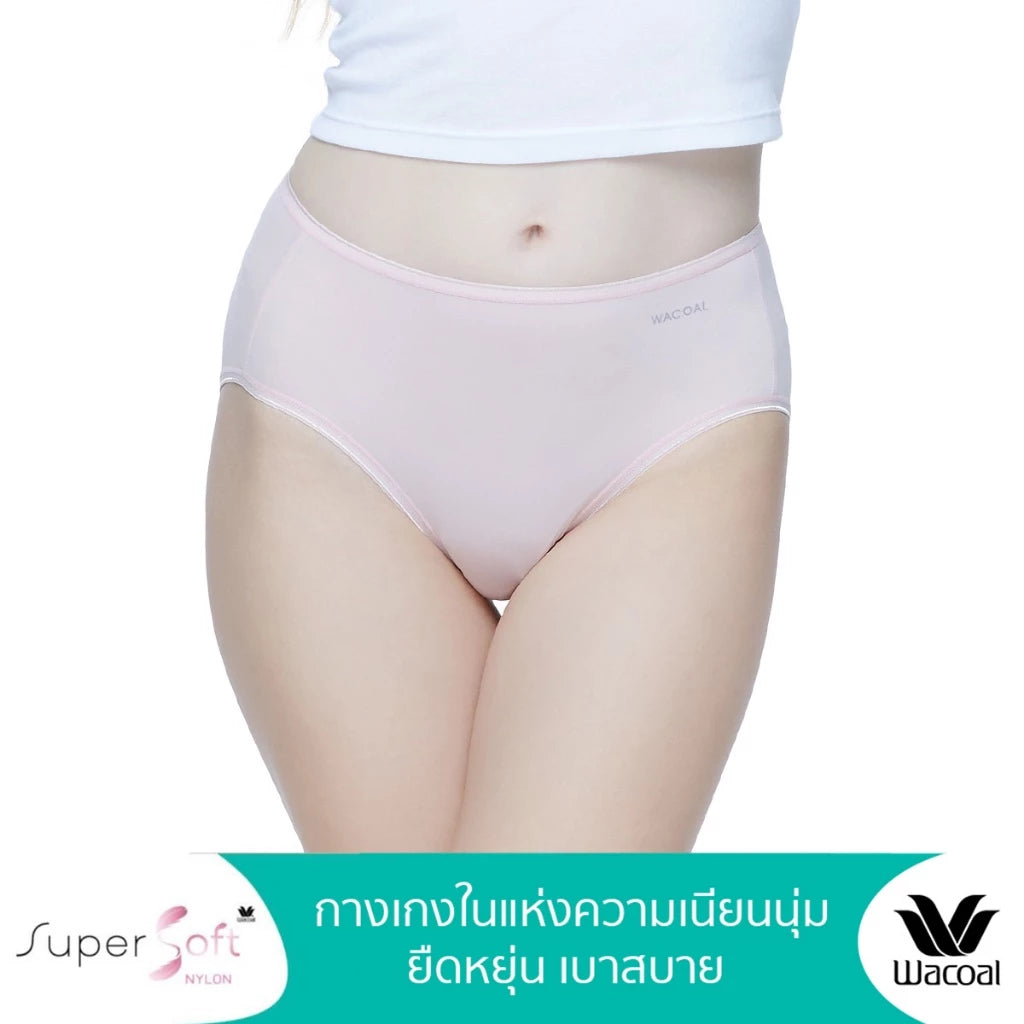 Wacoal Super Soft Nylon Half Panty กางเกงในนวัตกรรมเนียนนุ่ม รูปแบบครึ่งตัว รุ่น WU5S00H/WU3992 สีชมพู (WR)
