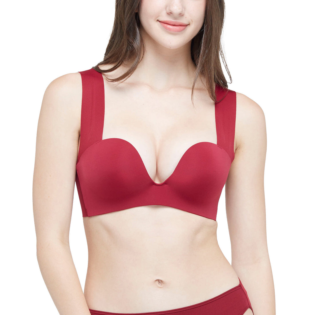 Wacoal Go Girls ML XL Wacoal Wire Free Bra Push Up Comfortable Model WB3Y27 Cherry Red (CH)