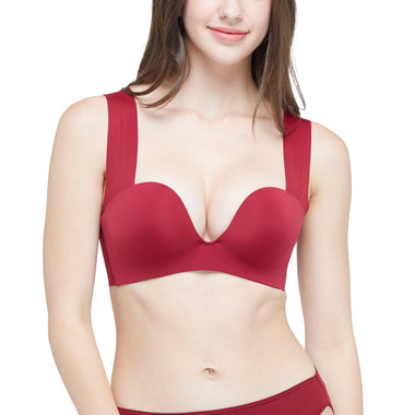 Wacoal Go Girls ML XL Wacoal Wire Free Bra Push Up Comfortable Model WB3Y27 Cherry Red (CH)