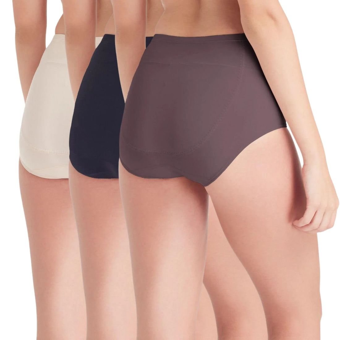 Wacoal U-fit Extra, underwear that does not help to tighten the abdomen Full figure set, 3 pieces, model WU4T38, assorted colors (black-beige-burnt brown)