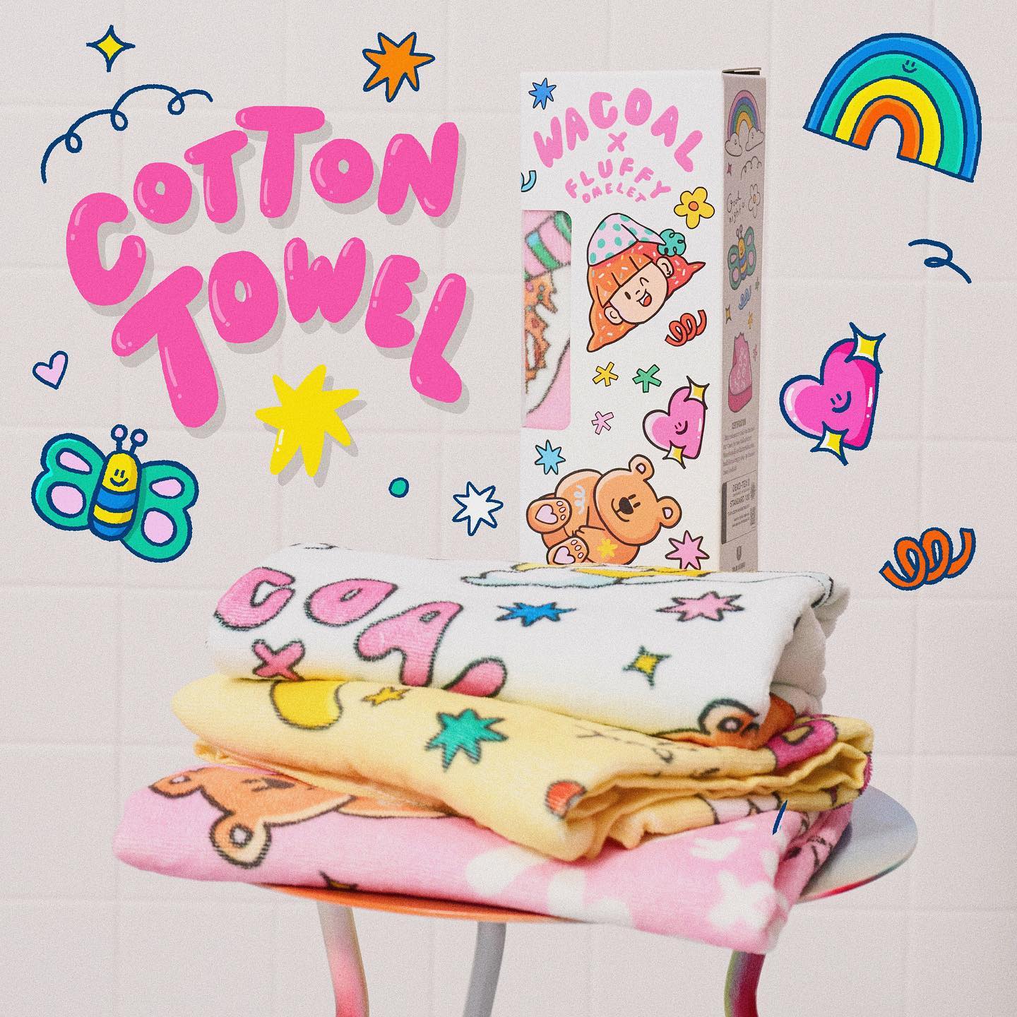 ผ้าขนหนูเช็ดผม Cotton Towel Wacoal x Fluffy Omelet Collection รุ่น WW110500(มี 3 สี สีชมพู/สีขาว/สีเหลือง)