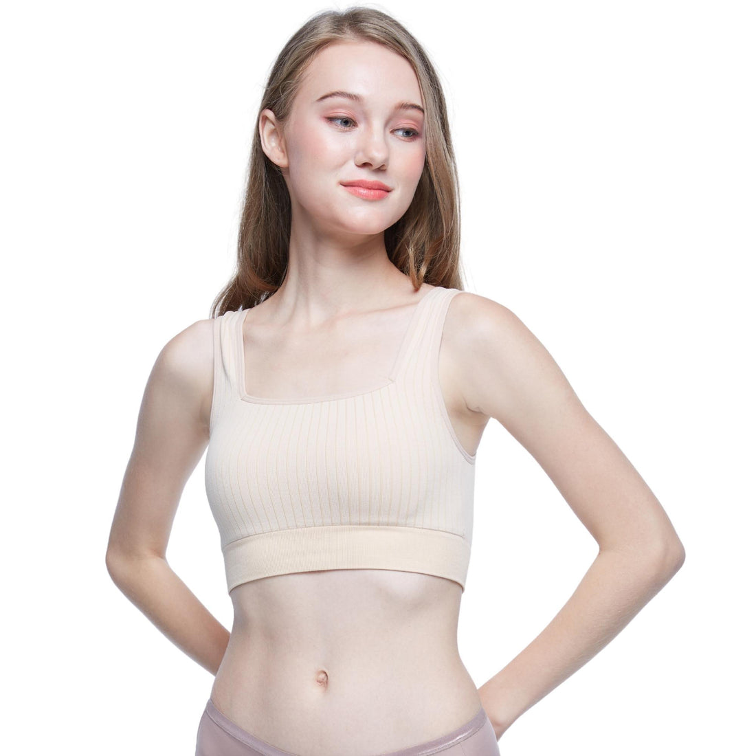 Wacoal Mood Comfy pullover bra with square neck pattern model WH4M06 beige (BE)
