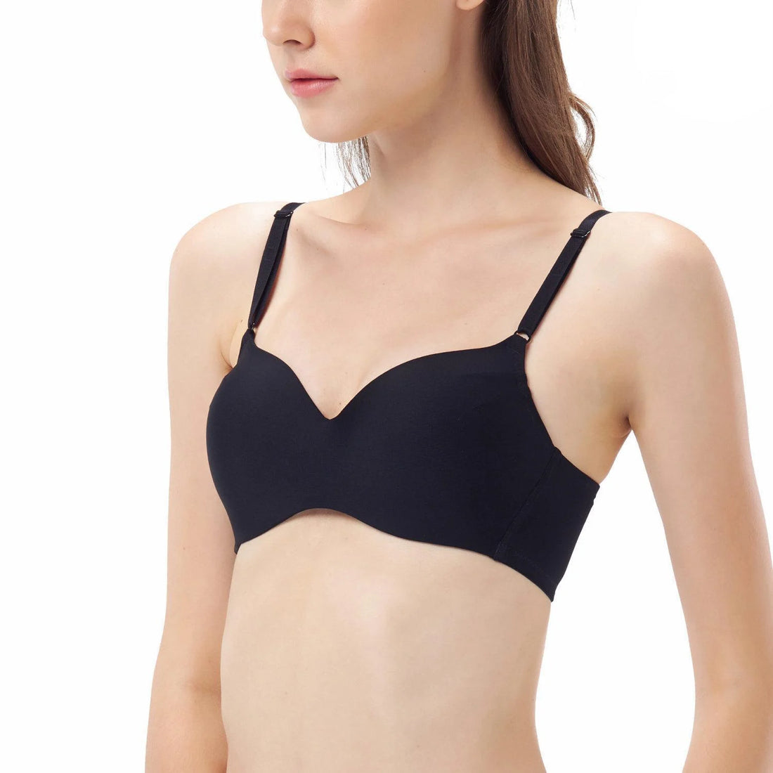 Wacoal Surprise Comfort Bra, no-frame bra, 8 mm thin sponge, soft and comfortable, model WB3X96, black (BL)