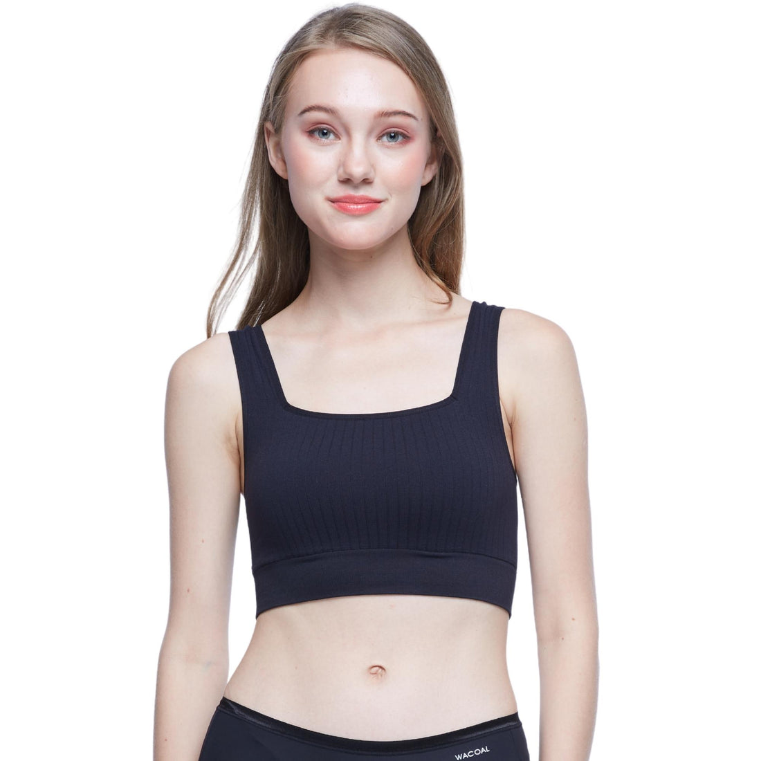 Wacoal Mood Comfy pullover bra with square neck pattern, model WH4M06, black (BL)