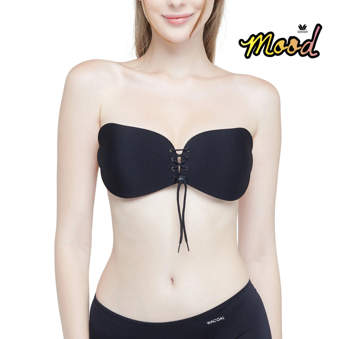 Wacoal Mood Accessories V-Push Wing Bra with String Model MM9057 Black (BL)