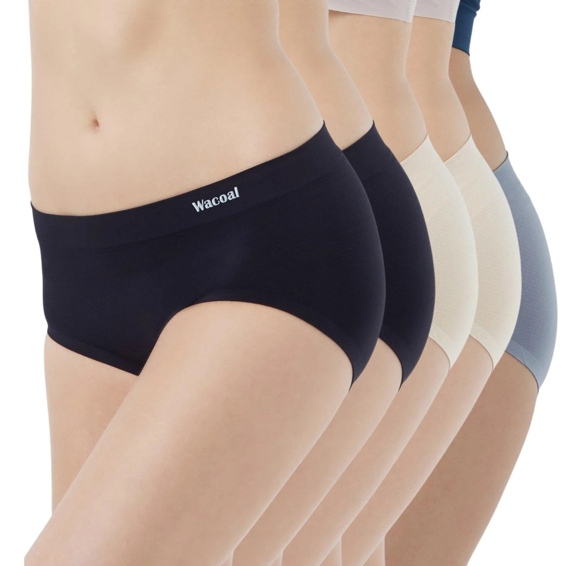 Wacoal Oh my nudes strapless panties Bikini pattern Set 5 pieces, model WU2F98, assorted colors (beige 2-black 2-grey 1)