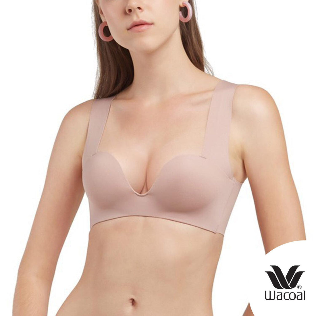 Wacoal Go Girls ML XL Wacoal Seamless Bra Push Up Comfortable Model WB3Y27 Beige (BE)