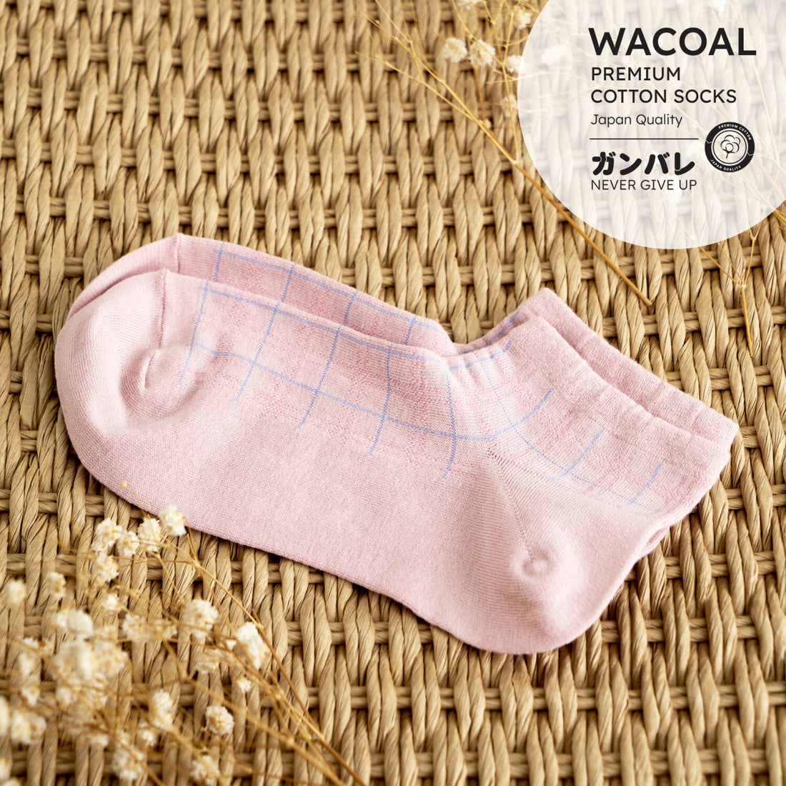 Short Socks Premium Cotton Socks Selected by Wacoal Set 3 pcs Model WW110300 Carnation Pink (CP)