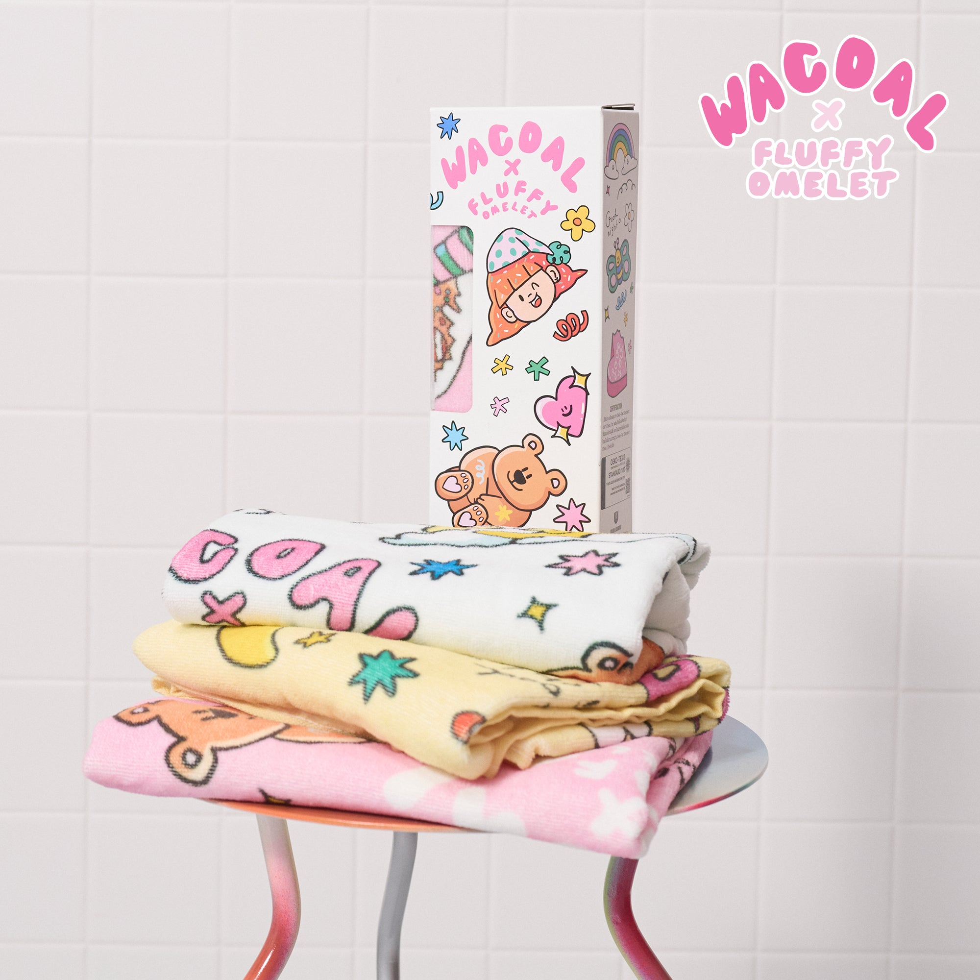 ผ้าขนหนูเช็ดผม Cotton Towel Wacoal x Fluffy Omelet Collection รุ่น WW110500(มี 3 สี สีชมพู/สีขาว/สีเหลือง)