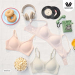 Wacoal smooth underwear set, wireless bra, Smart Size, padded foam, model WB3Y32, green (GR)