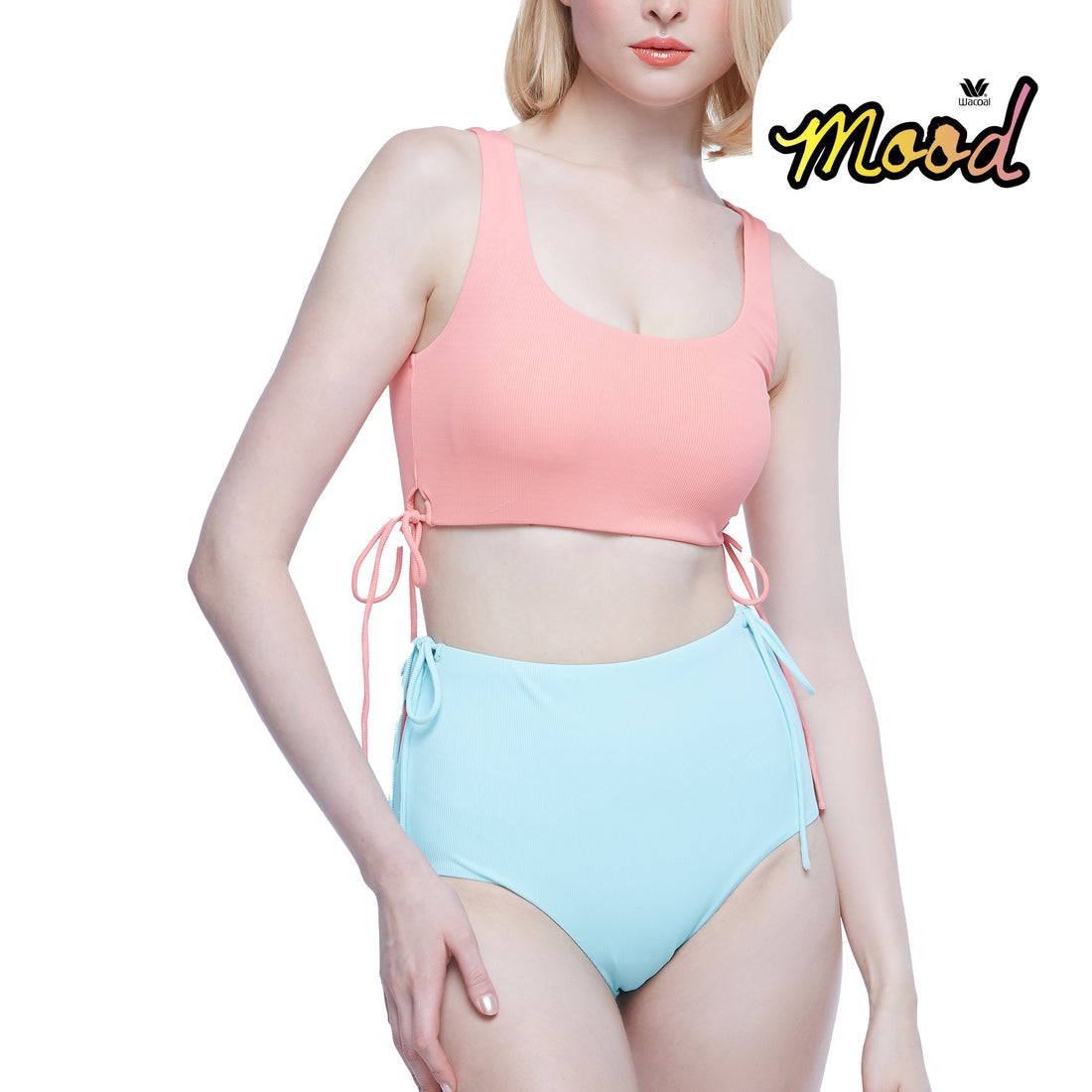Wacoal Mood Set Beach &amp; Bra Swimwear Set (Shirt and Pants) Model MM1U03 + MM6U03 Pink-Mint (SP-LT)