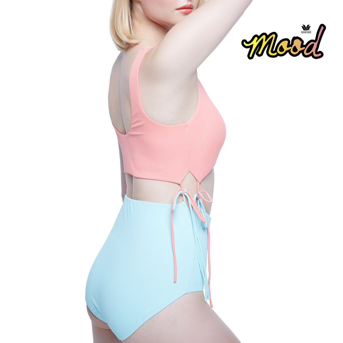 Wacoal Mood Set Beach &amp; Bra Swimwear Set (Shirt and Pants) Model MM1U03 + MM6U03 Pink-Mint (SP-LT)