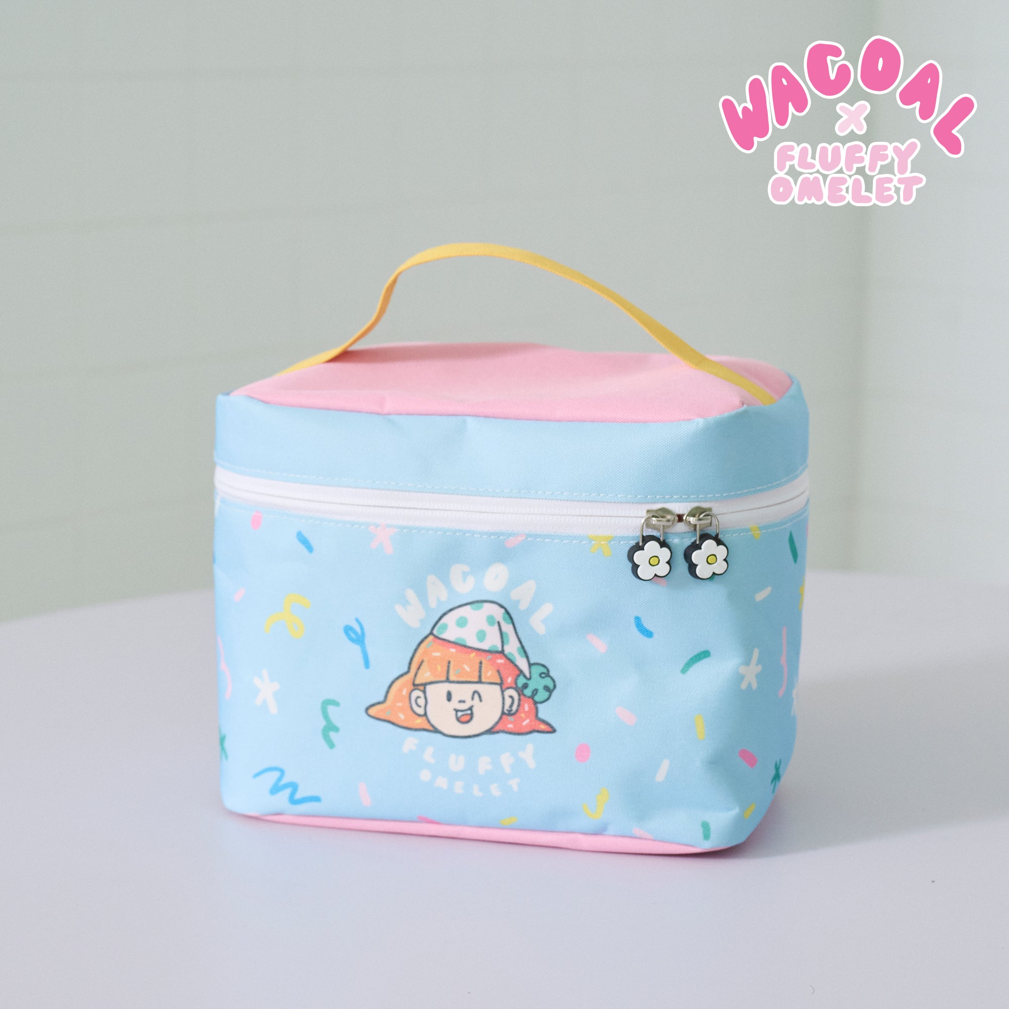 กระเป๋าเครื่องสำอาง Wacoal x Fluffy Omelet Collection รุ่น WW160100 สีทูโทนฟ้าชมพู (SX)