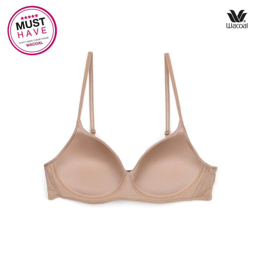 Wacoal Wireless bra, wireless bra, beautiful shape, model WB3A14, ovaltine color (OT)