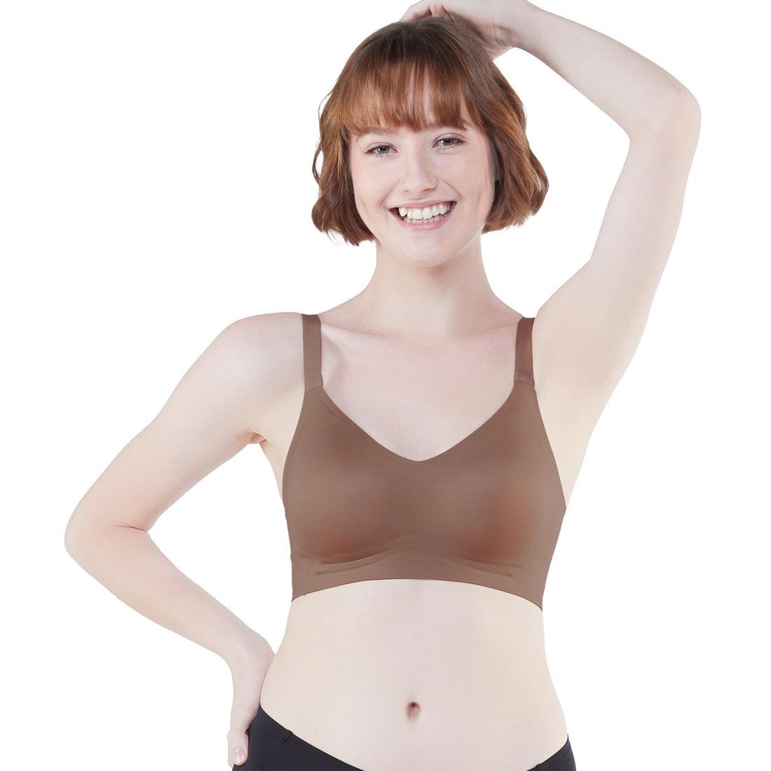 Wacoal Go Girls Jelly Bra Wacoal bra without frame, elastic, firm, lock the chest, model WB3Y28, brown (BR)