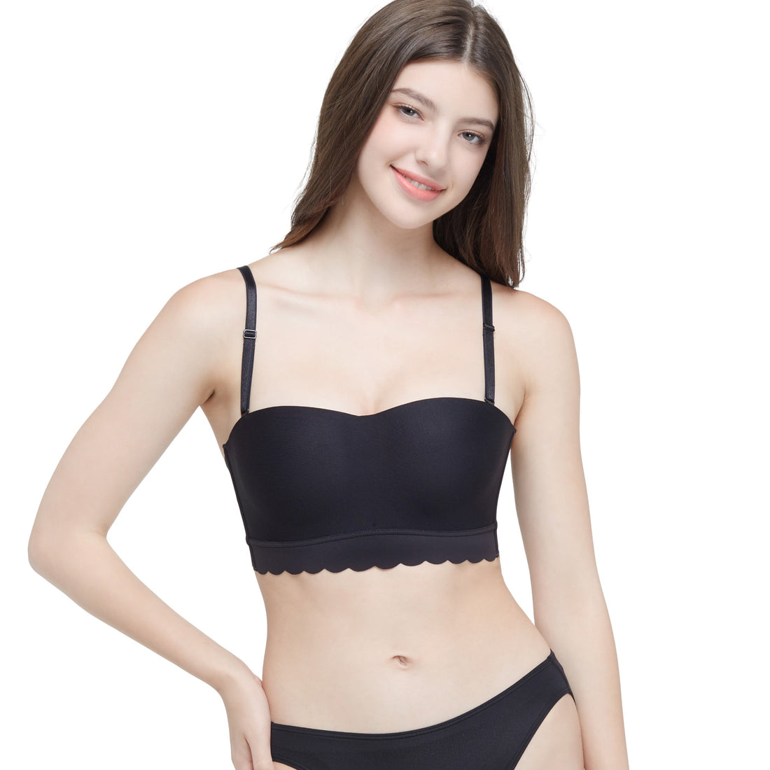 Wacoal Go Girls Smart Size Wavy Top Wacoal strapless bra, comfortable fitting, model WB3Y31, black (BL)