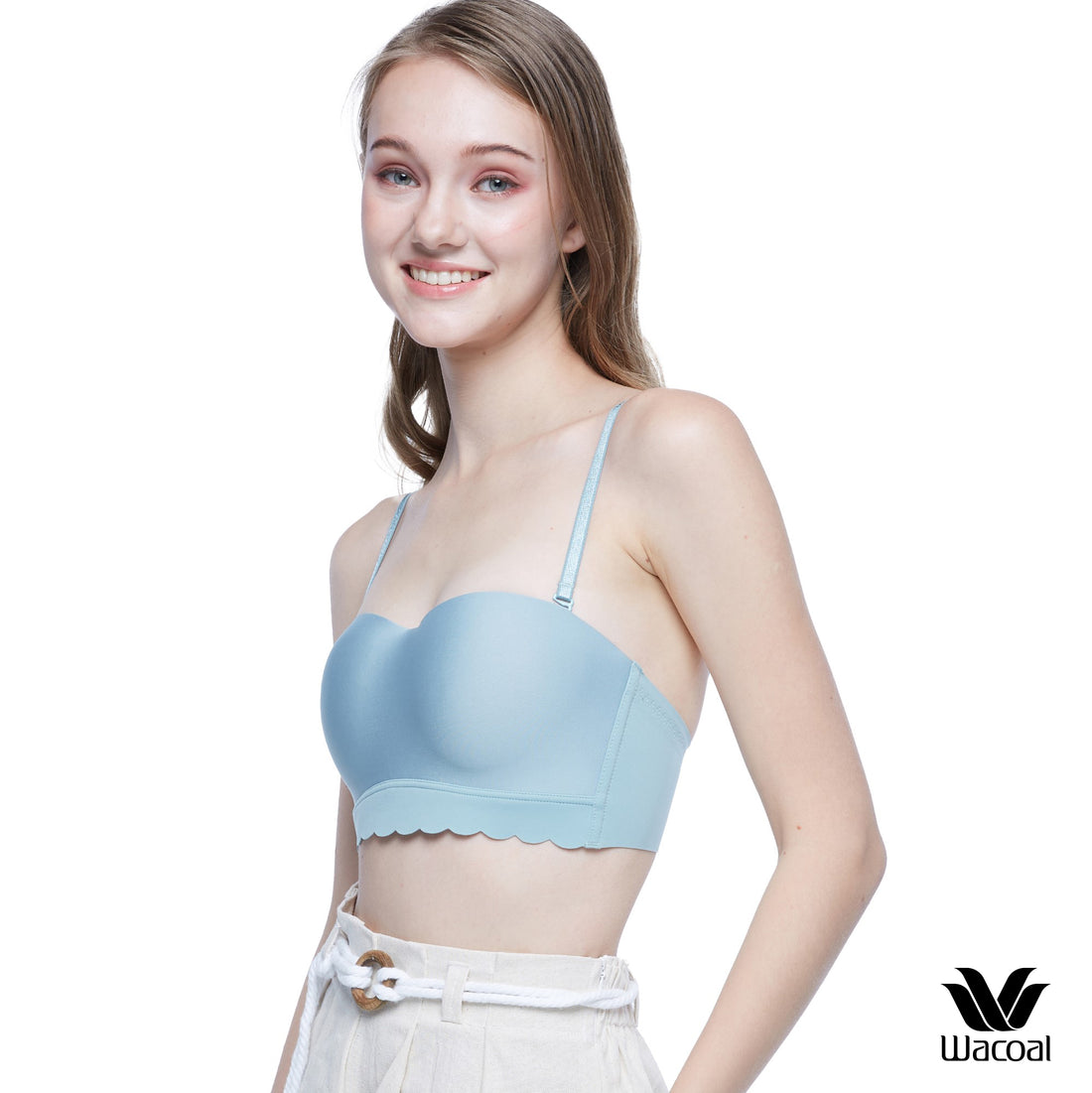 Wacoal Go Girls Smart Size Wavy Top Wacoal strapless bra, comfortable fit, model WB3Y31, light blue (LT)
