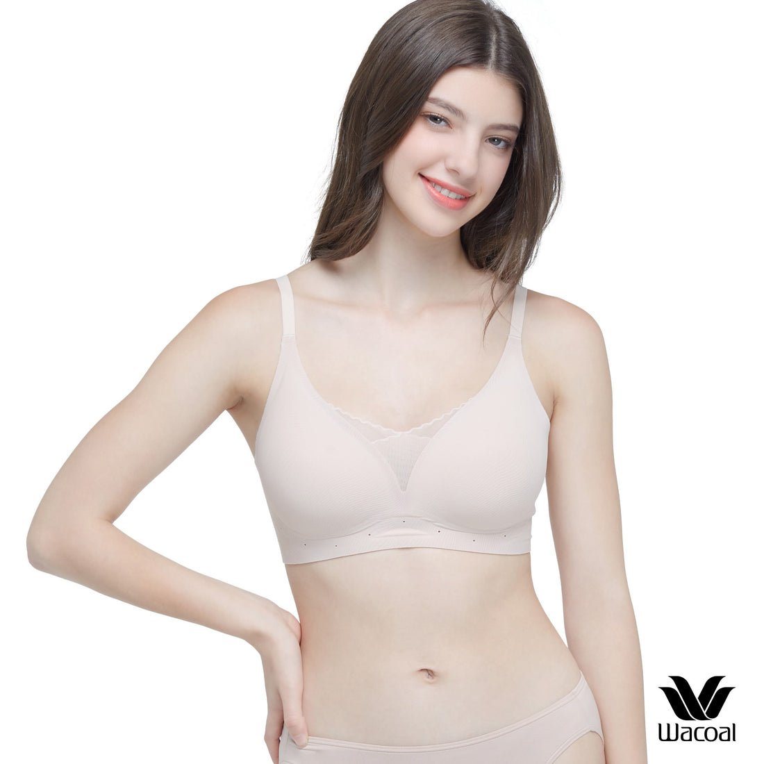 Wacoal Smart Size Jelly Bra Charming Lace Wacoal Wire Free Bra Model WB3Y32 Beige (BE)