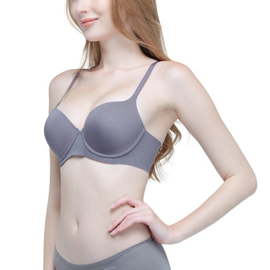 Wacoal smooth underwear set, push-up bra with underwire, thick foam padding, model WB5P79, grey-black (DG)
