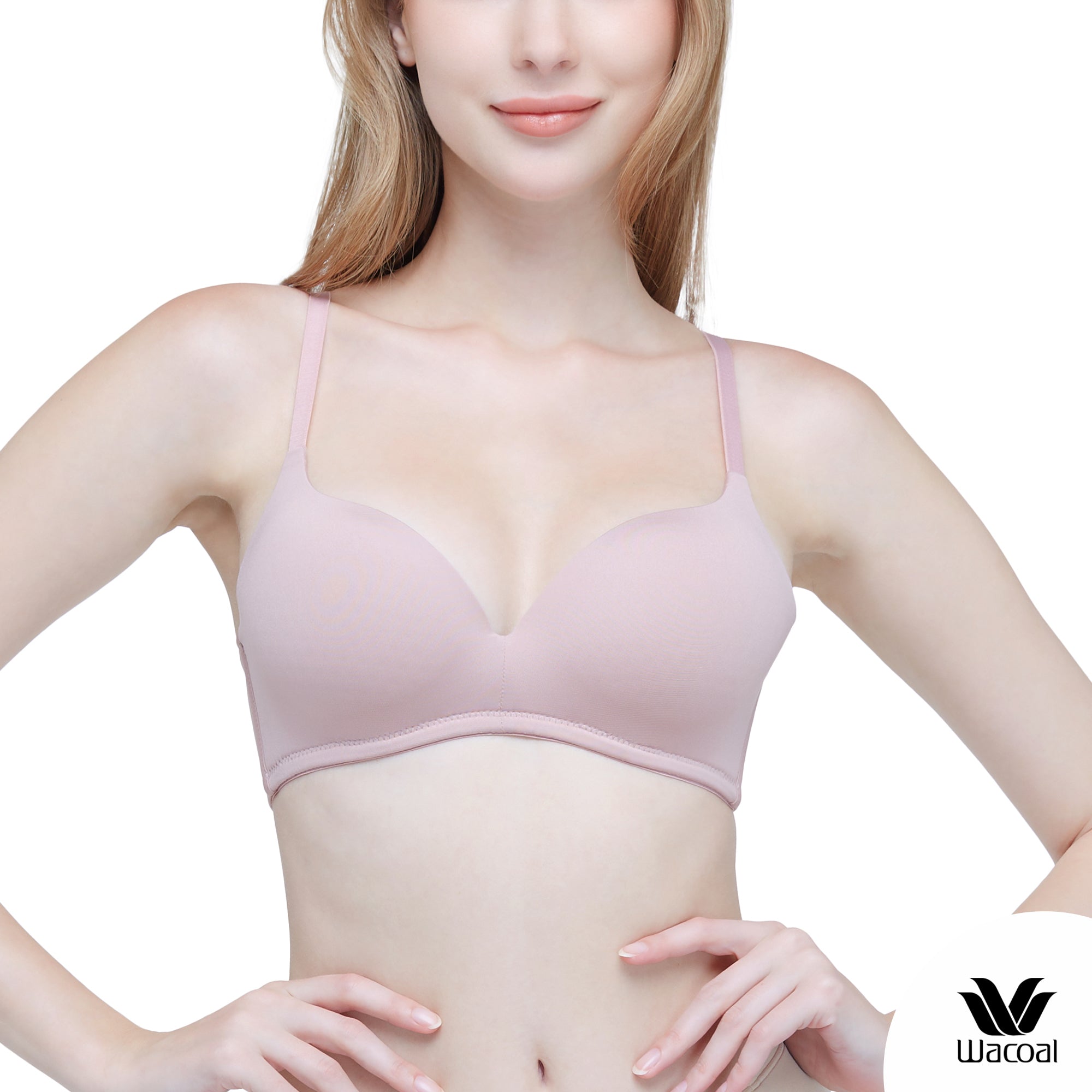 Wacoal Seamless Bra บราไร้โครง เต้าเรียบใส่สบาย รุ่น WB5X63 สีชมพูกุหลาบป่า (WR)