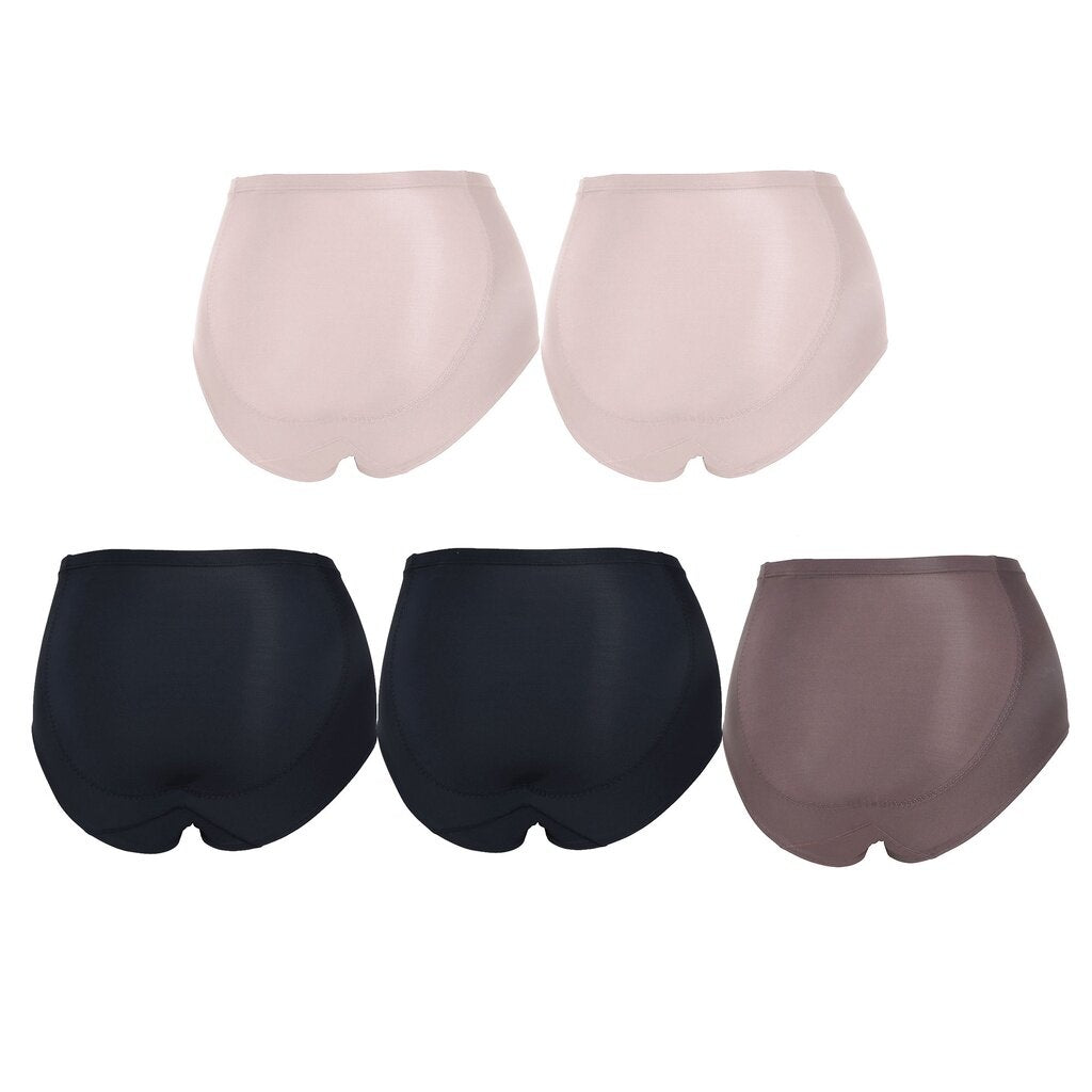 Wacoal U-fit Extra, underwear that does not help to tighten the abdomen Full figure set of 5 pieces, model WU4F38, assorted colors (black 2-beige 2-brown 1)